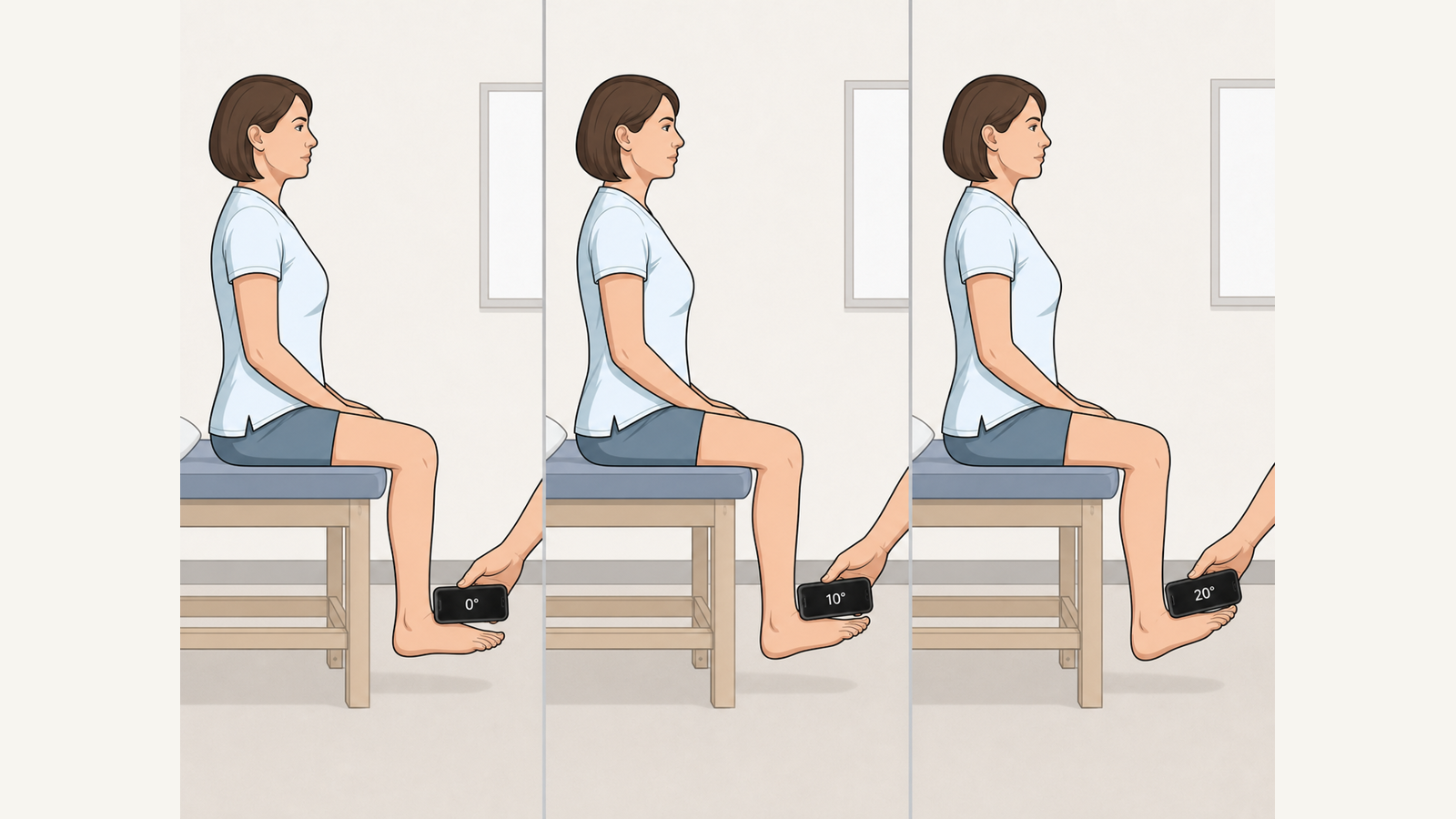 Ankle Dorsiflexion clinician-held measurement setup