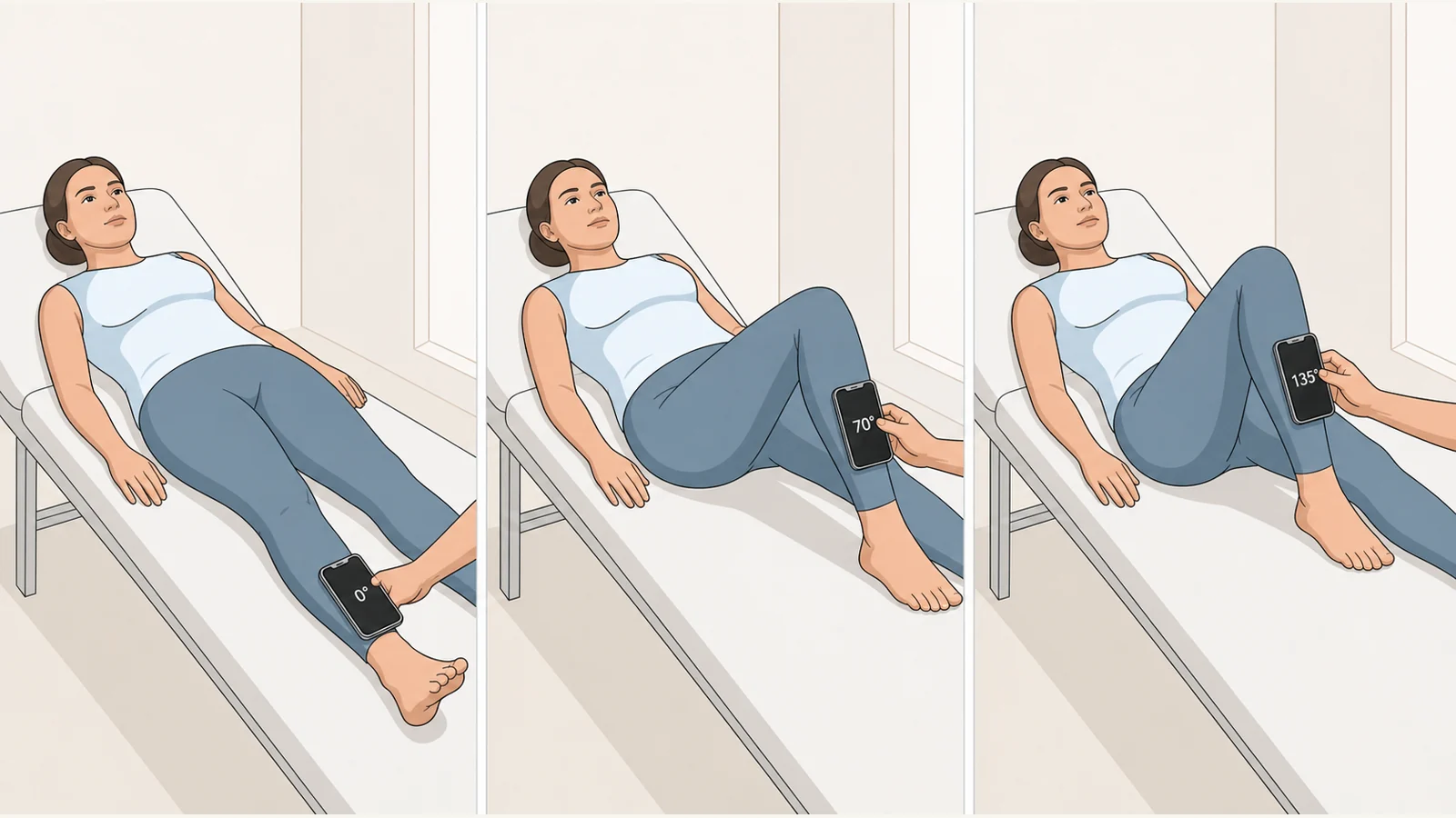 Knee Flexion clinician-held measurement setup