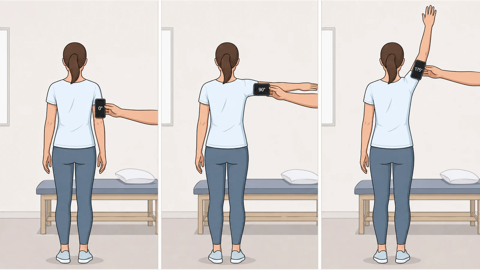 Shoulder Abduction clinician-held measurement setup