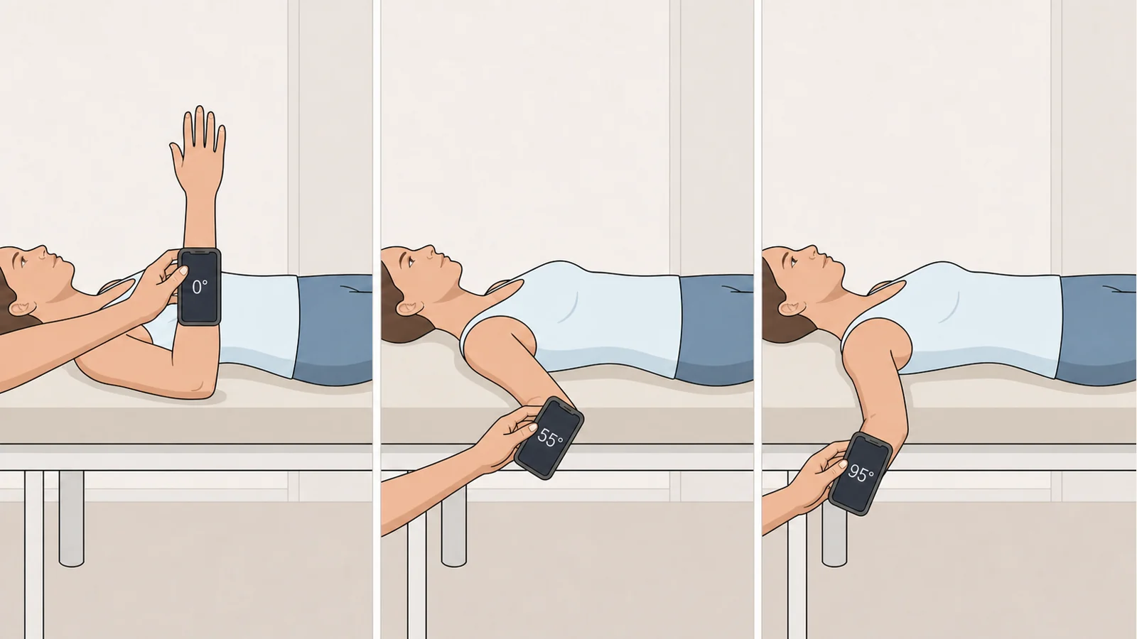 Shoulder External Rotation clinician-held measurement setup