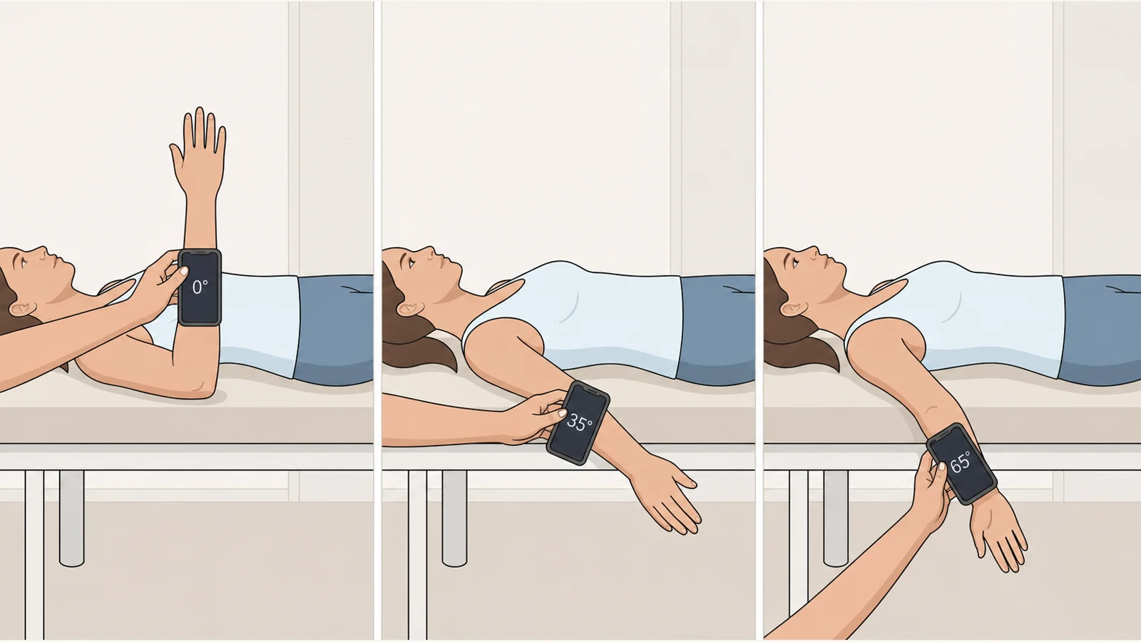 Shoulder Internal Rotation clinician-held measurement setup